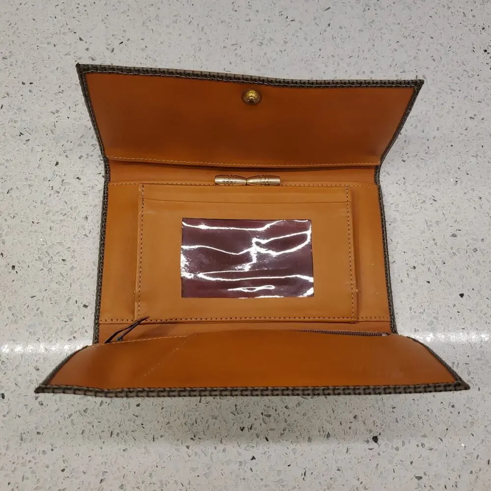Vintage Charles Jourdan Actif Long Bifold Leather Wallet Embossed